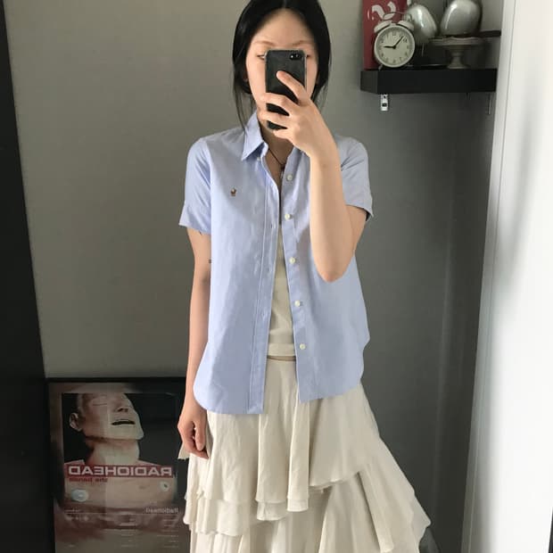 폴로 랄프로렌 포니 로고 스카이블루 반팔 셔츠