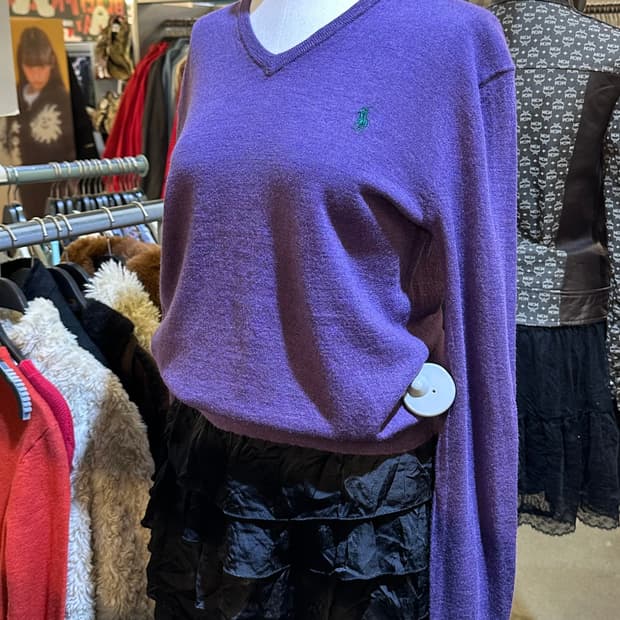 POLO 폴로 퍼플 브이넥니트