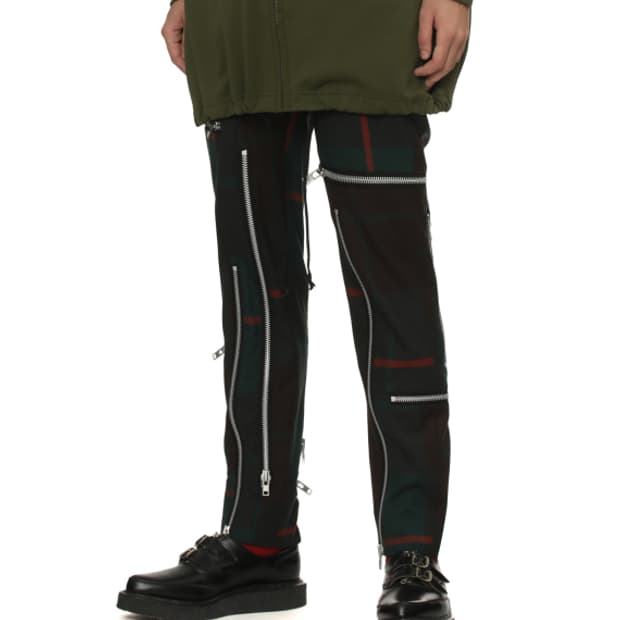 새상품 꼼데가르송옴므플러스 지퍼 디테일 타탄체크 팬츠 S