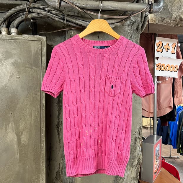 폴로 랄프로렌 반팔 포켓 니트 핑크 S #csz3039 