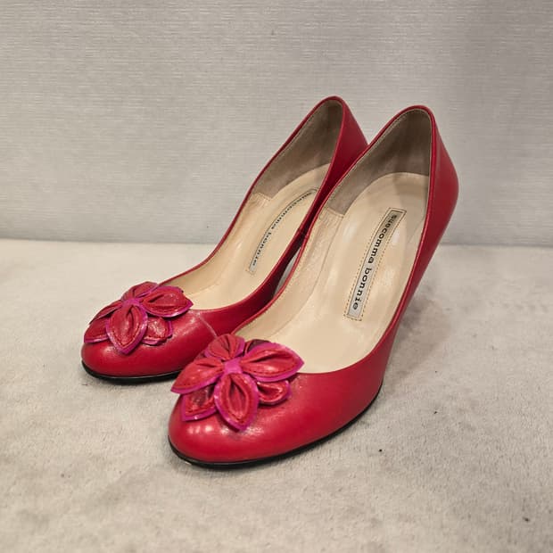 슈콤마보니 레드 플라워 하이힐 구두  36(230)