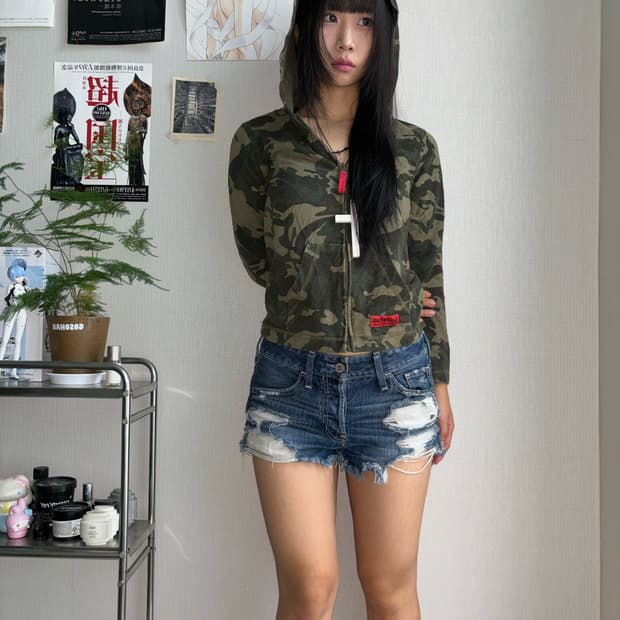카모 슬림핏 후드집업