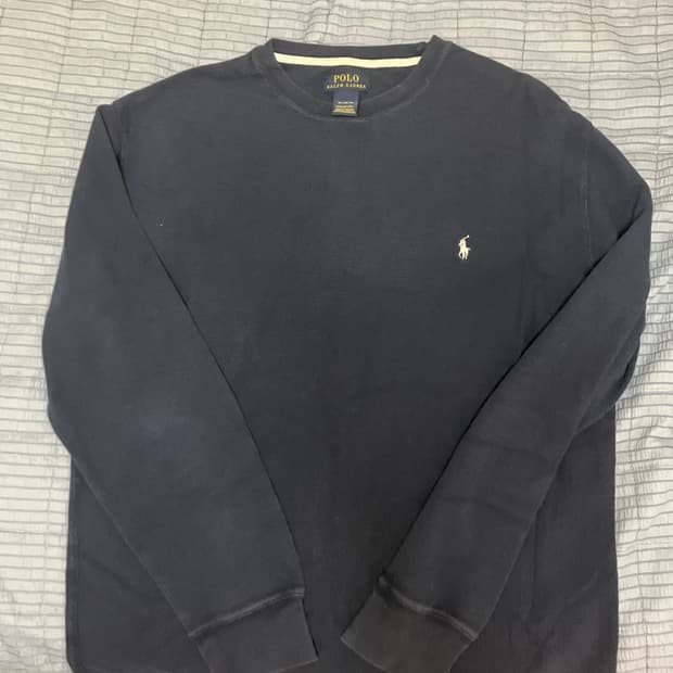 (XL) 폴로 와플 롱슬리브 네이비 와플티 polo