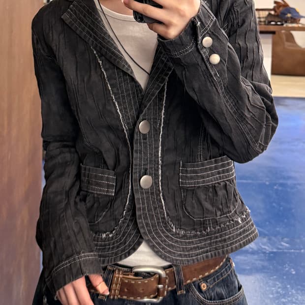 Japan made 스티치 텍스처 자켓