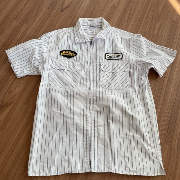 칼하트 스트라이프 워크 집업 셔츠