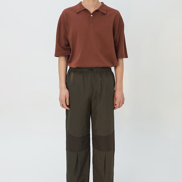 [L] 셔터 나일론 코튼 라인 팬츠 다크 브라운