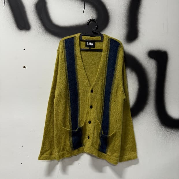 LMC 엘엠씨 울 혼방 배색 니트 가디건