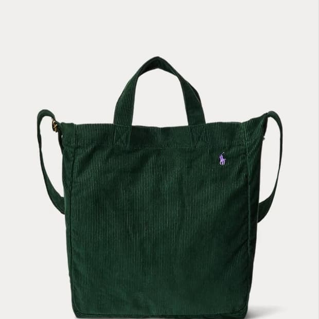 폴로 랄프로렌 코듀로이 토트백 딥그린