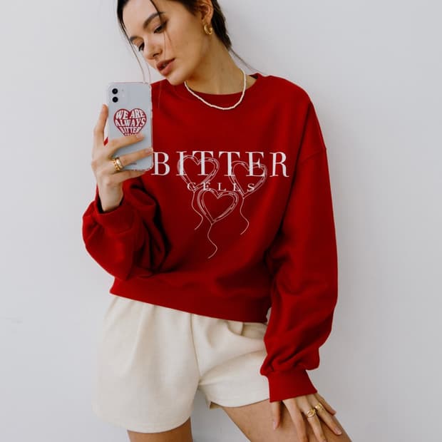 비터셀즈 하트 벌룬 스웻셔츠 맨투맨 레드