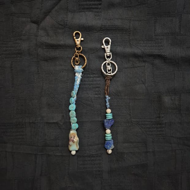 왼-아마조나이트 오-라피스라줄리 열쇠고리