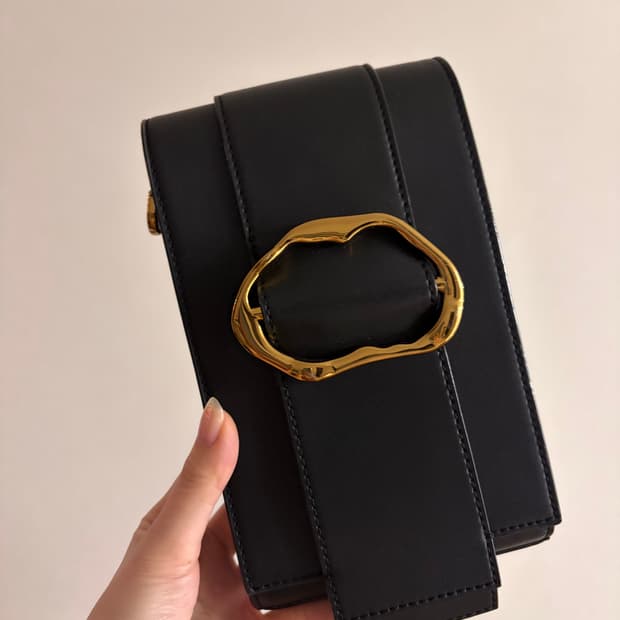 Charles&Keith 골드 포인트 블랙 크로스백