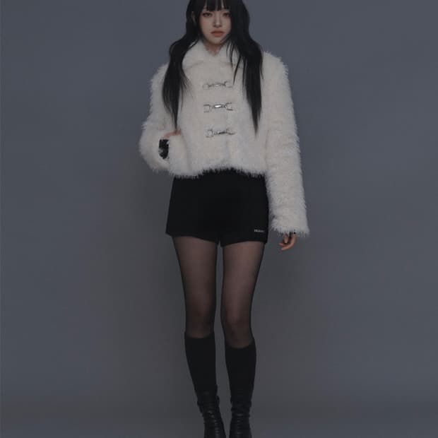 뉴얼린 래빗 퍼 자켓 아이보리