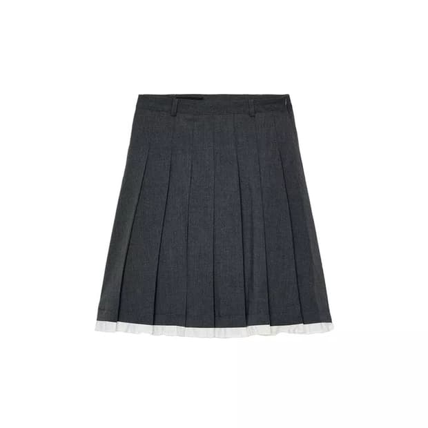 자라 플리츠 러플 미디 스커트 다크 그레이 코이세이오 슈슈통