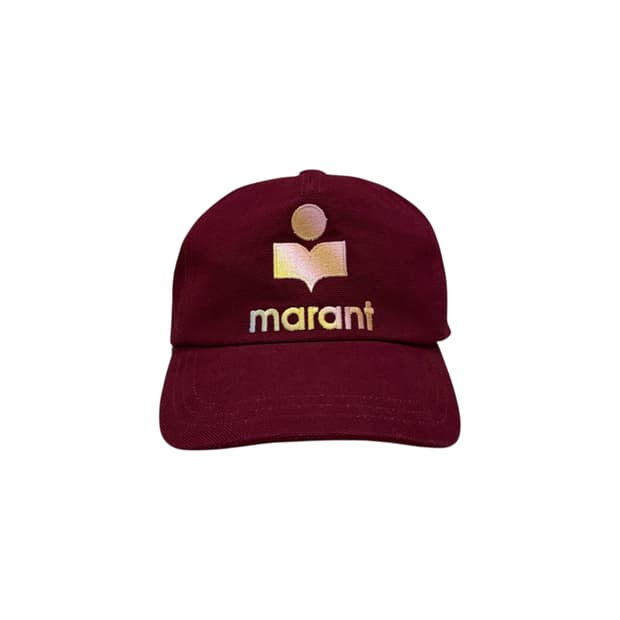 이자벨마랑 타이론 그라데이션 로고 버건디 볼캡 모자