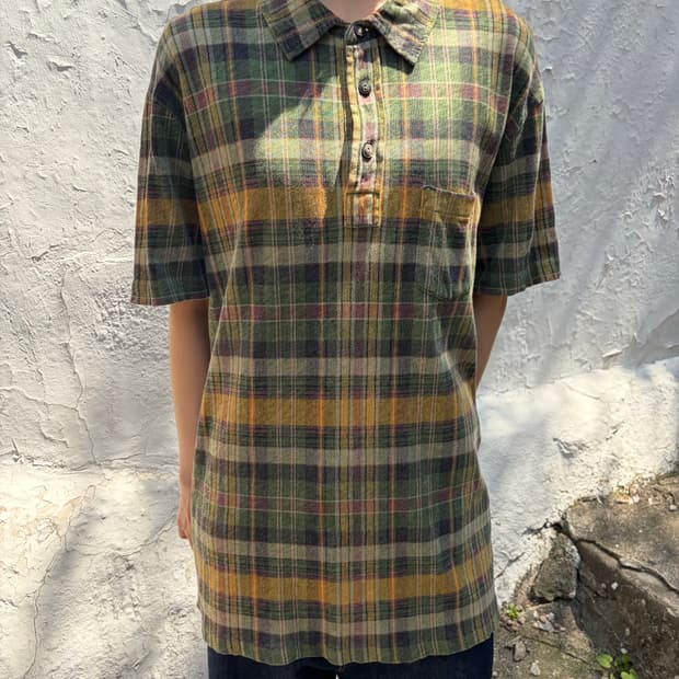 Polo Ralph Lauren 머스터드&그린 체크 반팔 셔츠 2XL