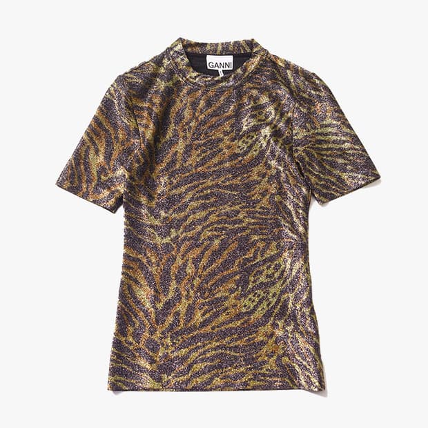 GANNI - LEOPARD PATTERN T SHIRT