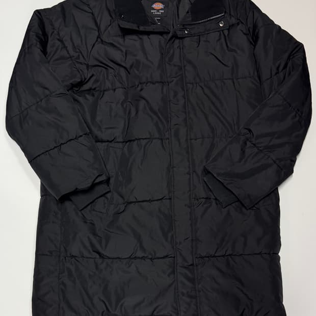 디키즈 Dickies 블랙 미니멀 롱 패딩 L