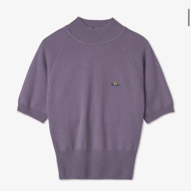 비비안웨스트우드 베아 캐시미어 반팔 터틀넥 니트 XS 라벤더 퍼플