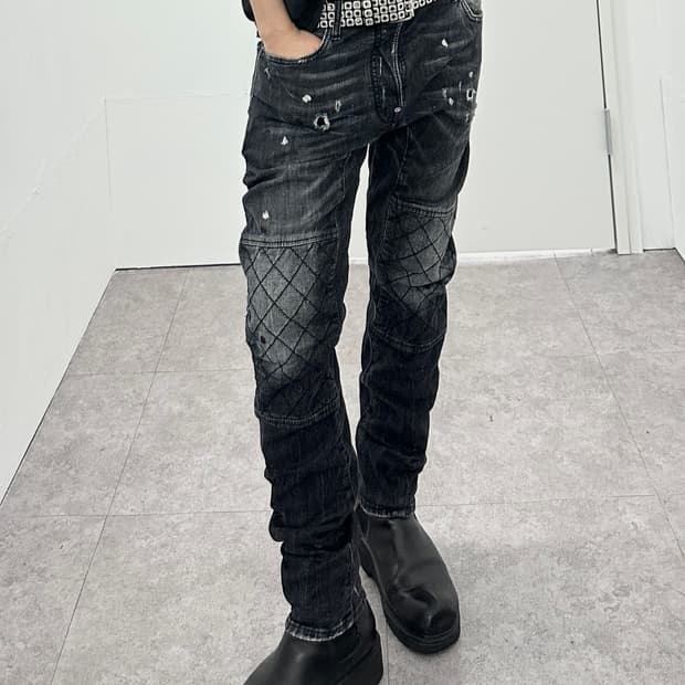 DSQUARED2 painting zip biker pants