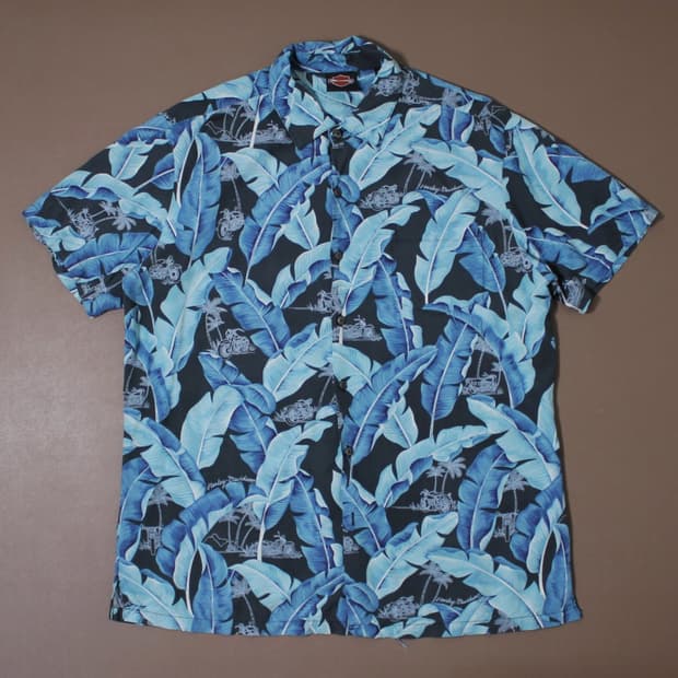 00's Harley-Davidson 하와이안 셔츠 알로하 패턴 USA 