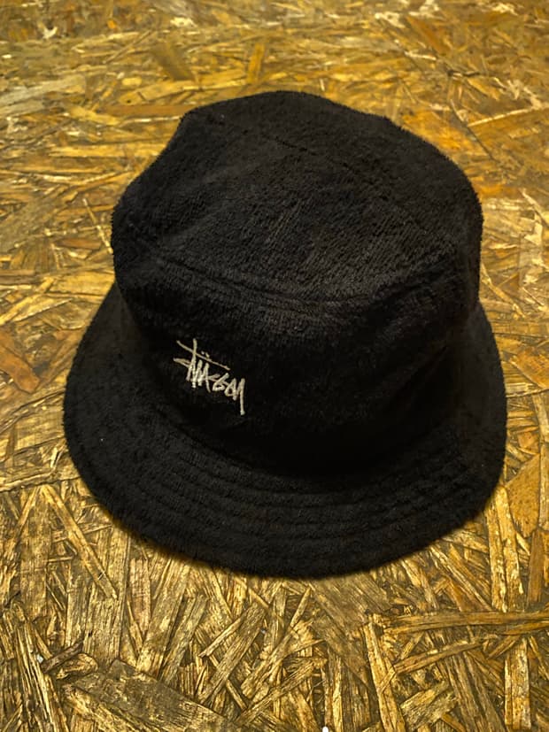 stussy 스투시 테리원단 블랙 버킷햇