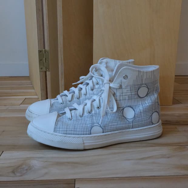 Graphic Circle Patched High-Top Sneakers