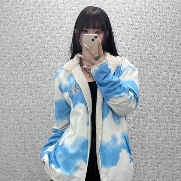 널디 스트릿 키치 레인보우 스카이 리버시블 후리스 자켓 L C09619