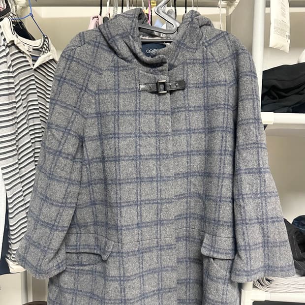 Andis K L 체크 울 코트 빈티지 모리걸