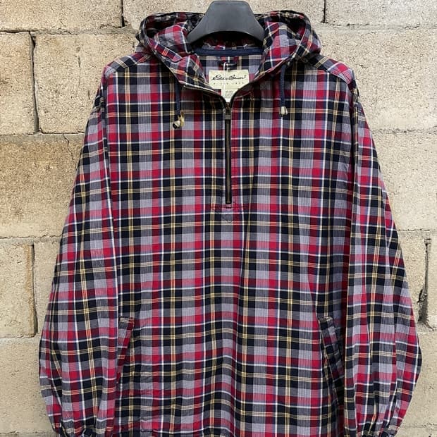 에디바우어 체크 아노락 후드 자켓