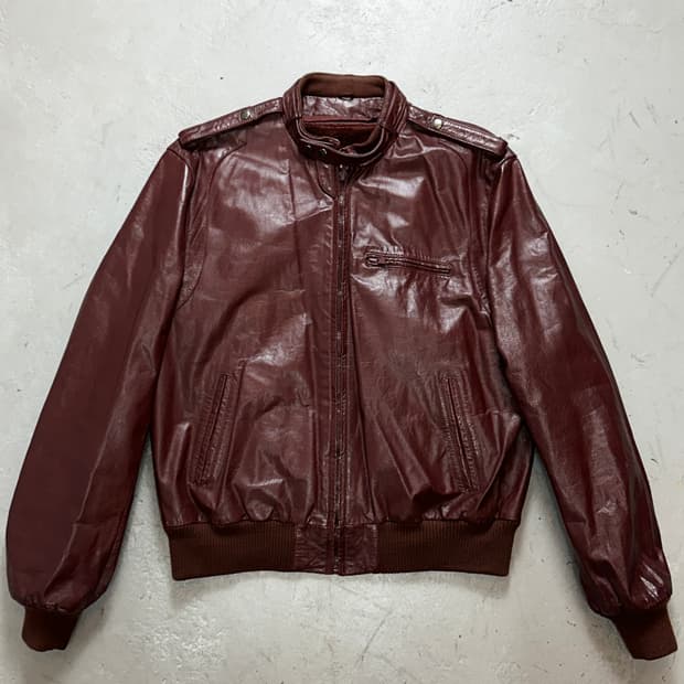 80's 빈티지 버건디 레더자켓 빈티지 레더 봄버