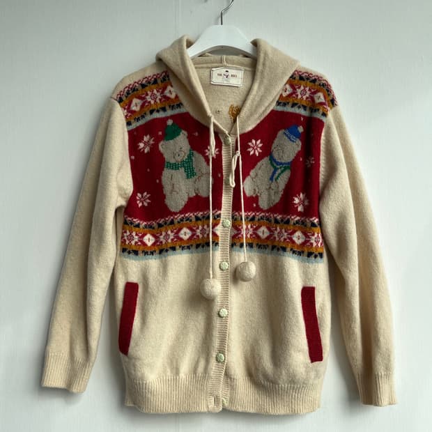 PINK HOUSE 노르딕 베어 후드 가디건