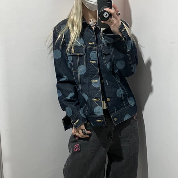 lee x heather grey 도트 데님자켓