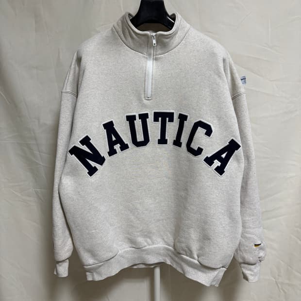 노티카 재팬 아치로고 하프집업 맨투맨 스웻셔츠 / 오트밀, M