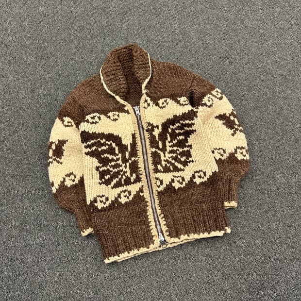 빈티지 코위찬 니트 집업 스웨터