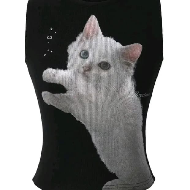 [새상품/택포] 쓰리타임즈 meow tank top s