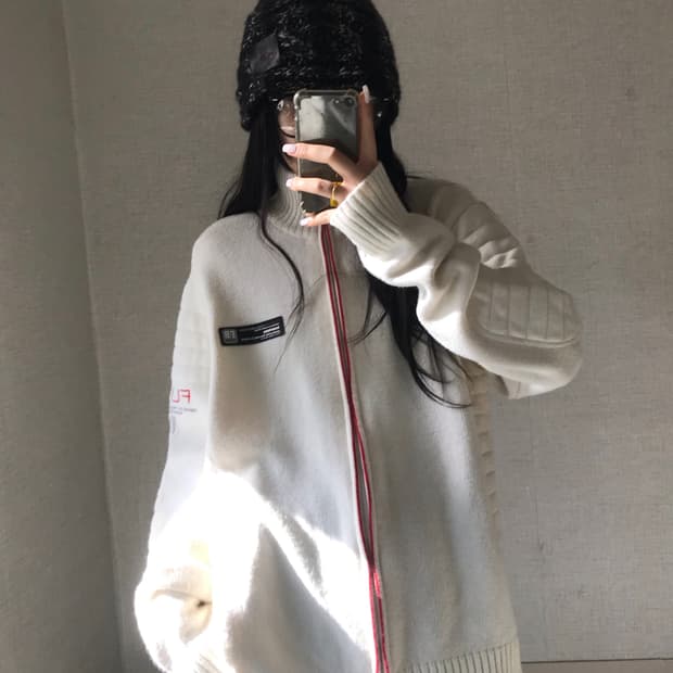 후부 00s 아이보리 니트집업