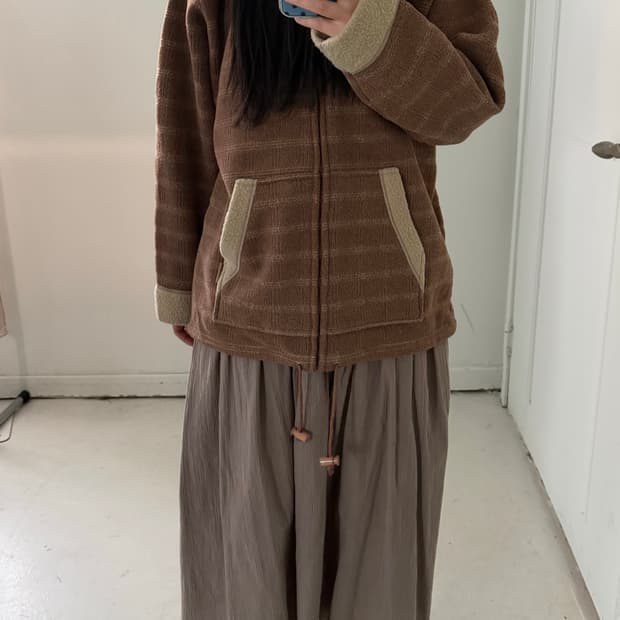 일본빈티지 브라운 플리스 후드 자켓 점퍼