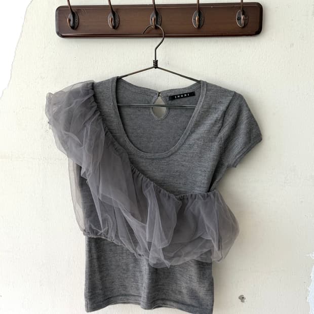 Charcoal knit top + bustier set