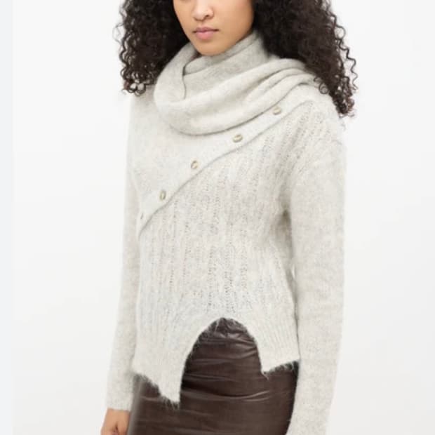 앤더슨벨 Greta Scarf Neck Button Opening Kni