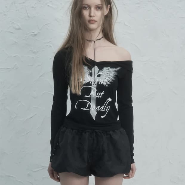 V-NECK CROSS TOP / BLACK