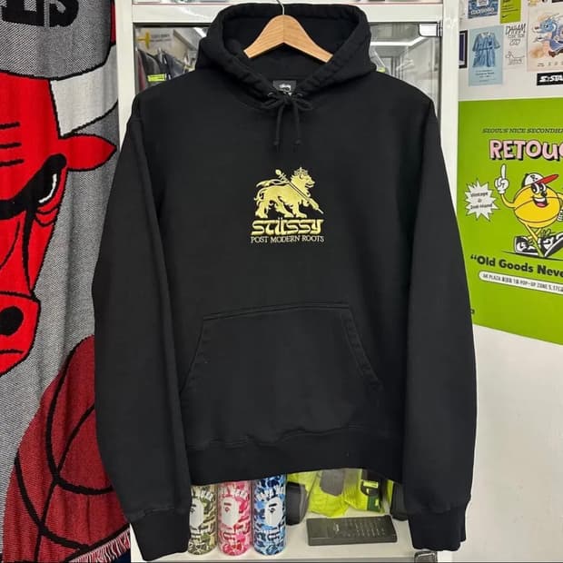 스투시 정품 라이언 자수로고 후드티 L