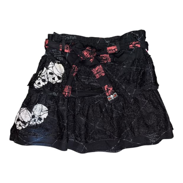 MAD PUNKS 매드펑크 해골레이스 밴딩 스커트 펑크갸루y2k