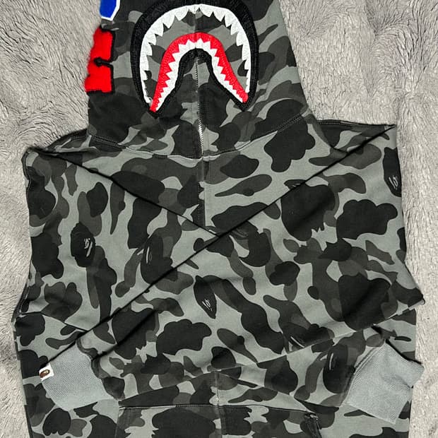 베이프 ABC 카모 샤크 후드 블랙
