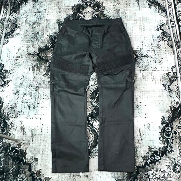 Coated biker jeans