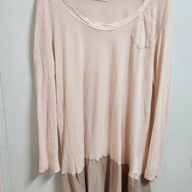 sacai luck cupro dress 사카이럭 핑크 긴소매 드레스