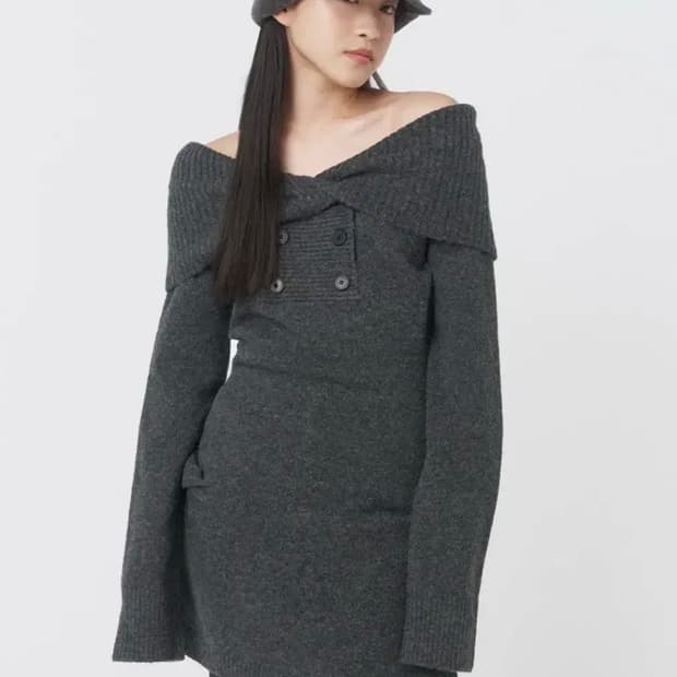 미세키서울 오프숄더 원피스 차콜