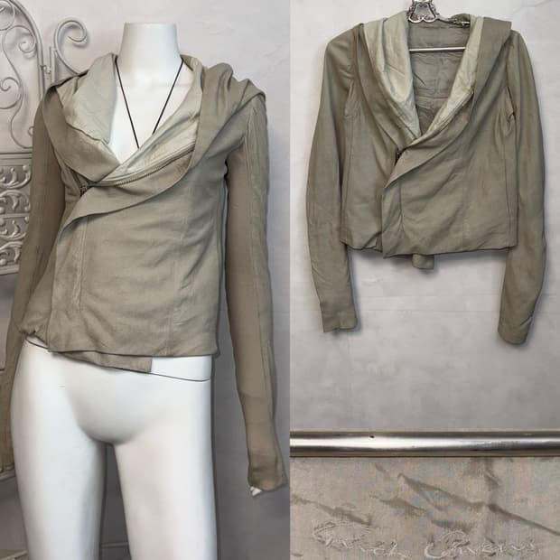 Rick Owens lamb skin draped over hood jk