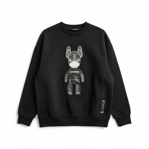 라이프워크 블랙 맨투맨 티셔츠