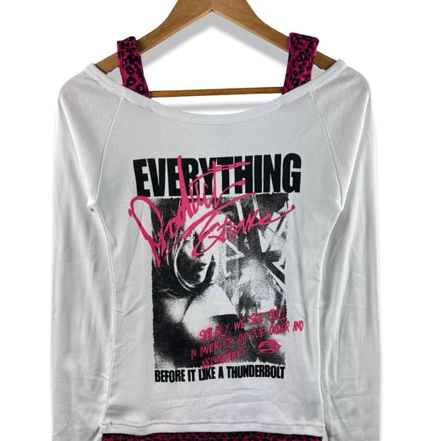 JPN 갸루 펑크 레오파드 오프숄더 슬리브1825