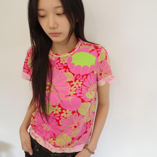 Comme des Garcons Pink Flower T-shirt
